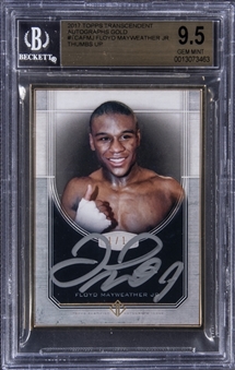 2017 Topps Transcendent Autographs Gold (Thumbs Up) #TCAFMJ Floyd Mayweather Jr. Signed Card (#1/1) - BGS GEM MINT 9.5/BGS 10
